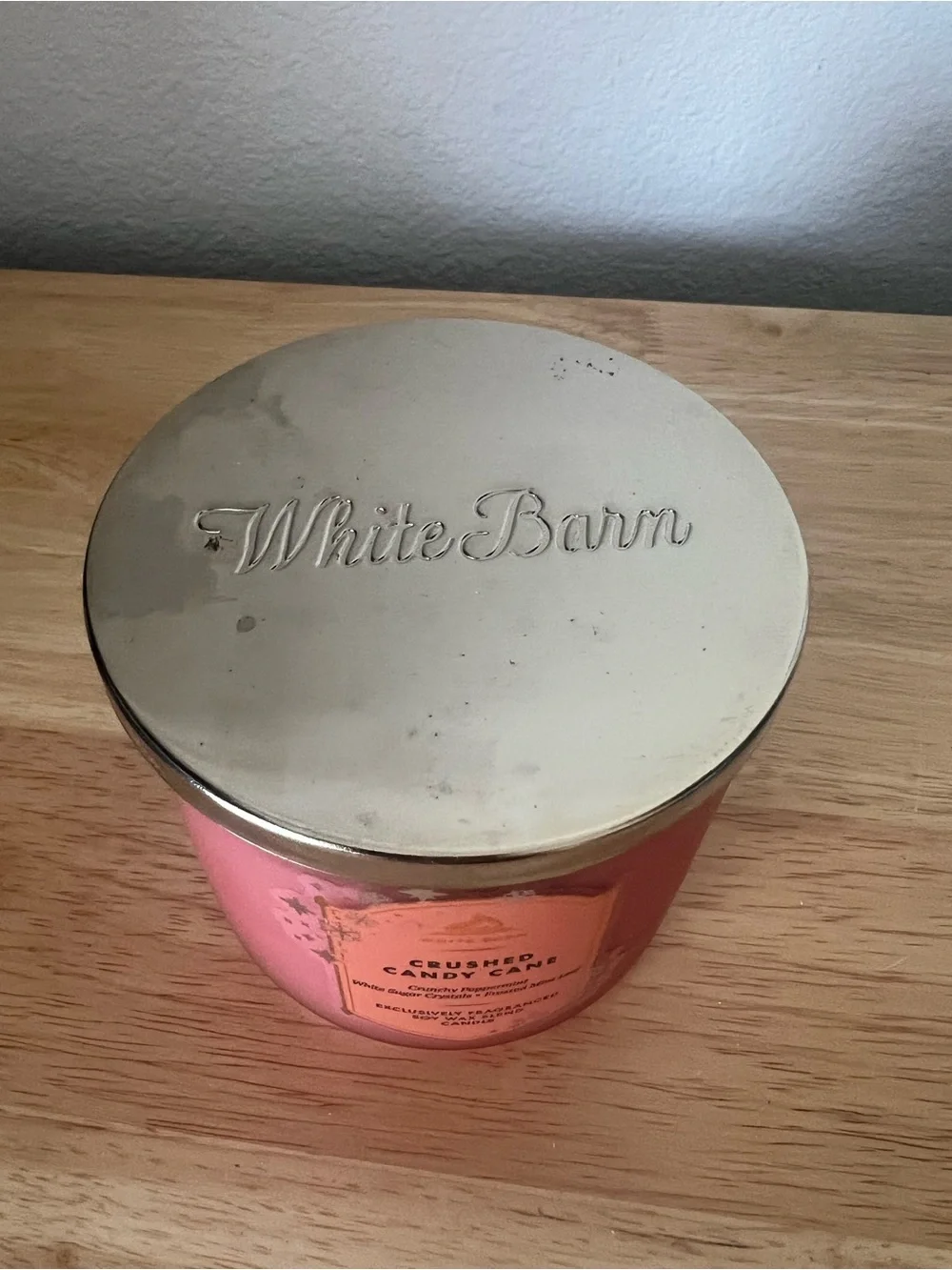 White Barn Crushed Candy Cane Candle - Pink - Picture 3 of 4